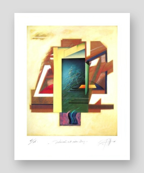 Interieur mit rotem Berg